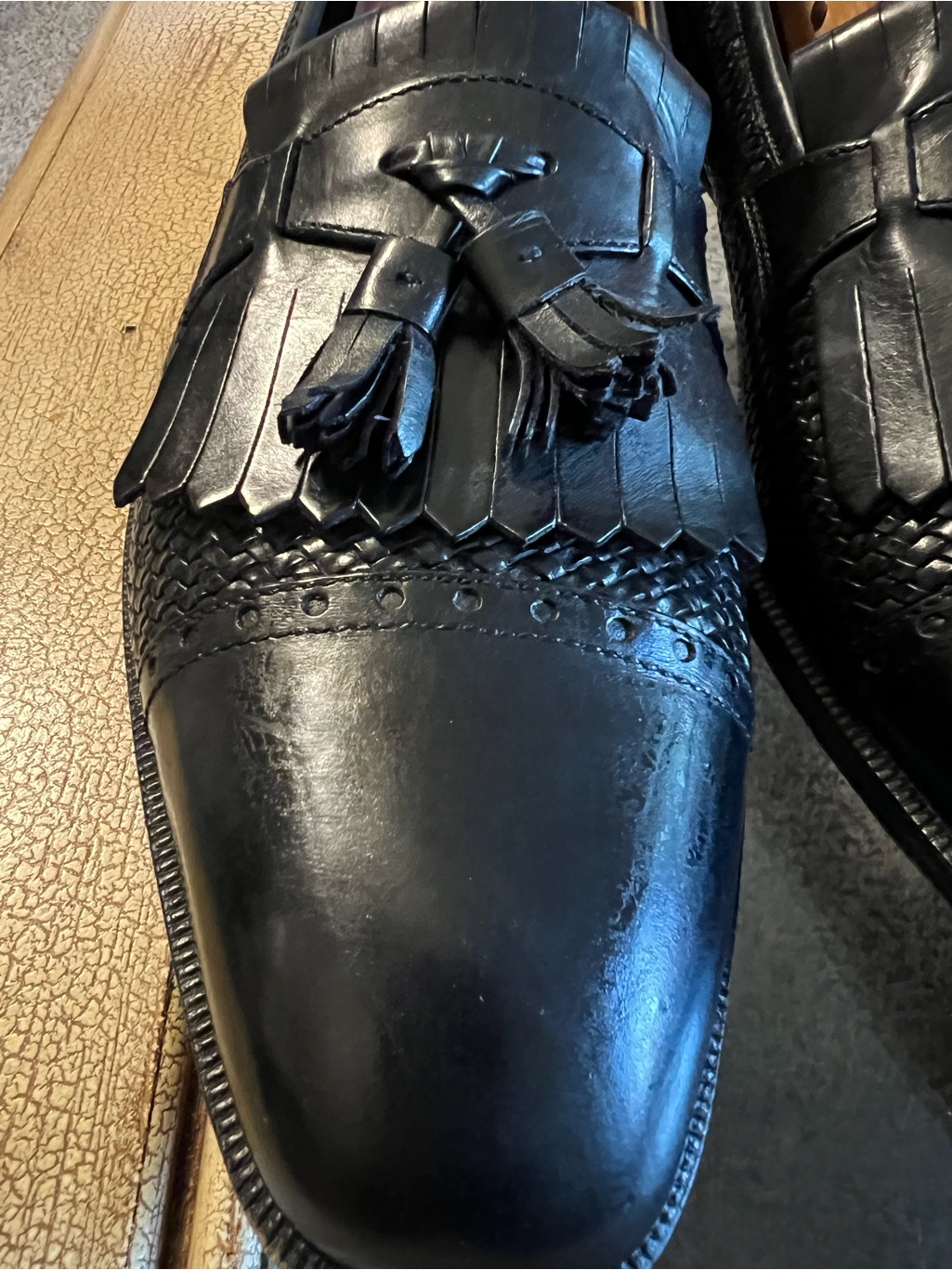 Salvatore Ferragamo Men's Black Tassel Kiltie Leather Loafers 11.5b